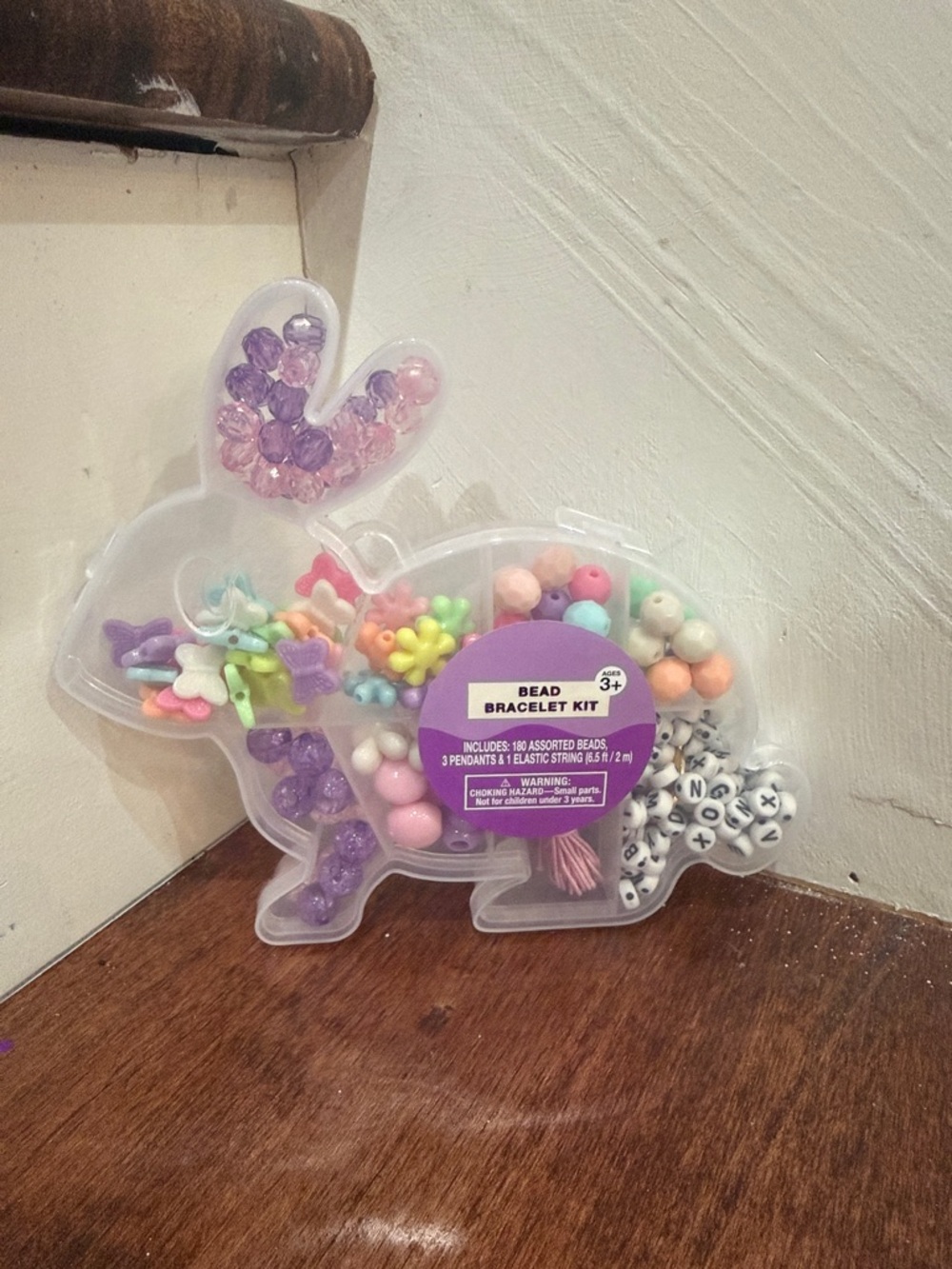 NWT Bead Bracelet Kit - Bunny Shaped Case - Pastel Pink & Purple